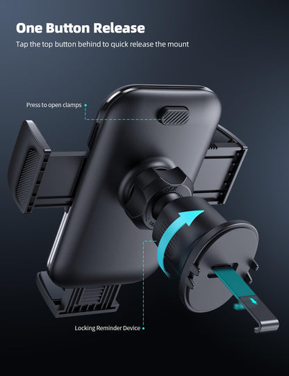 Lamicall Vent Phone Holder – 2026 Wider Clamp & Metal Hook – Hands-Free Car Mount