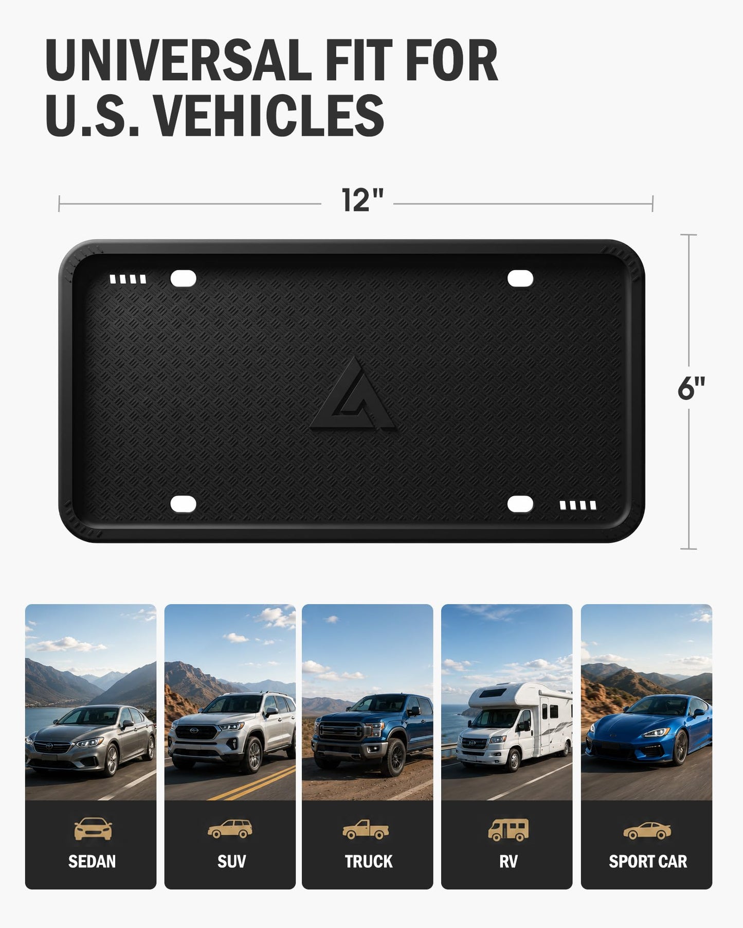 Aujen Black License Plate Frames (2-Pack) – Silicone, Rust-Proof, Rattle-Proof