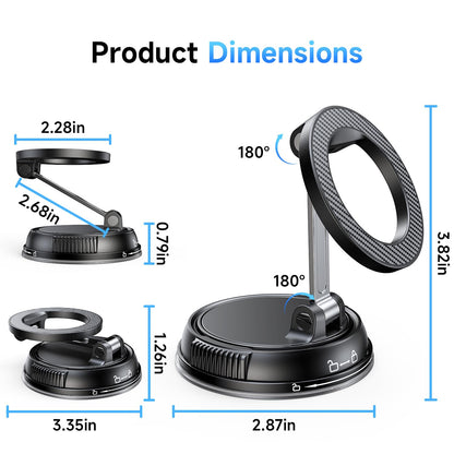 ANDERY Magnetic Car Phone Mount – 78+ lbs Suction, 360° Rotation – Carbon Fiber
