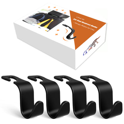 Amooca Car Headrest Hooks – 4-Pack, 360° Rotation, 55lb Capacity – Black