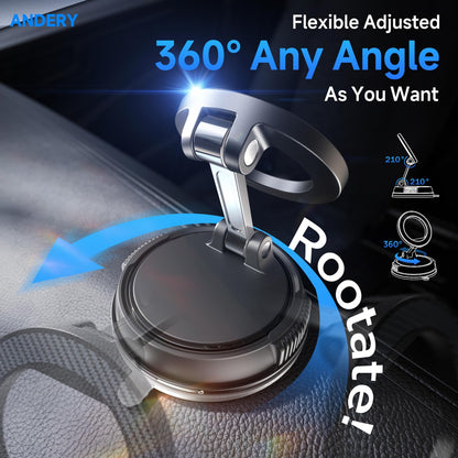 ANDERY Magnetic Car Phone Mount – 78+ lbs Suction, 360° Rotation – Carbon Fiber