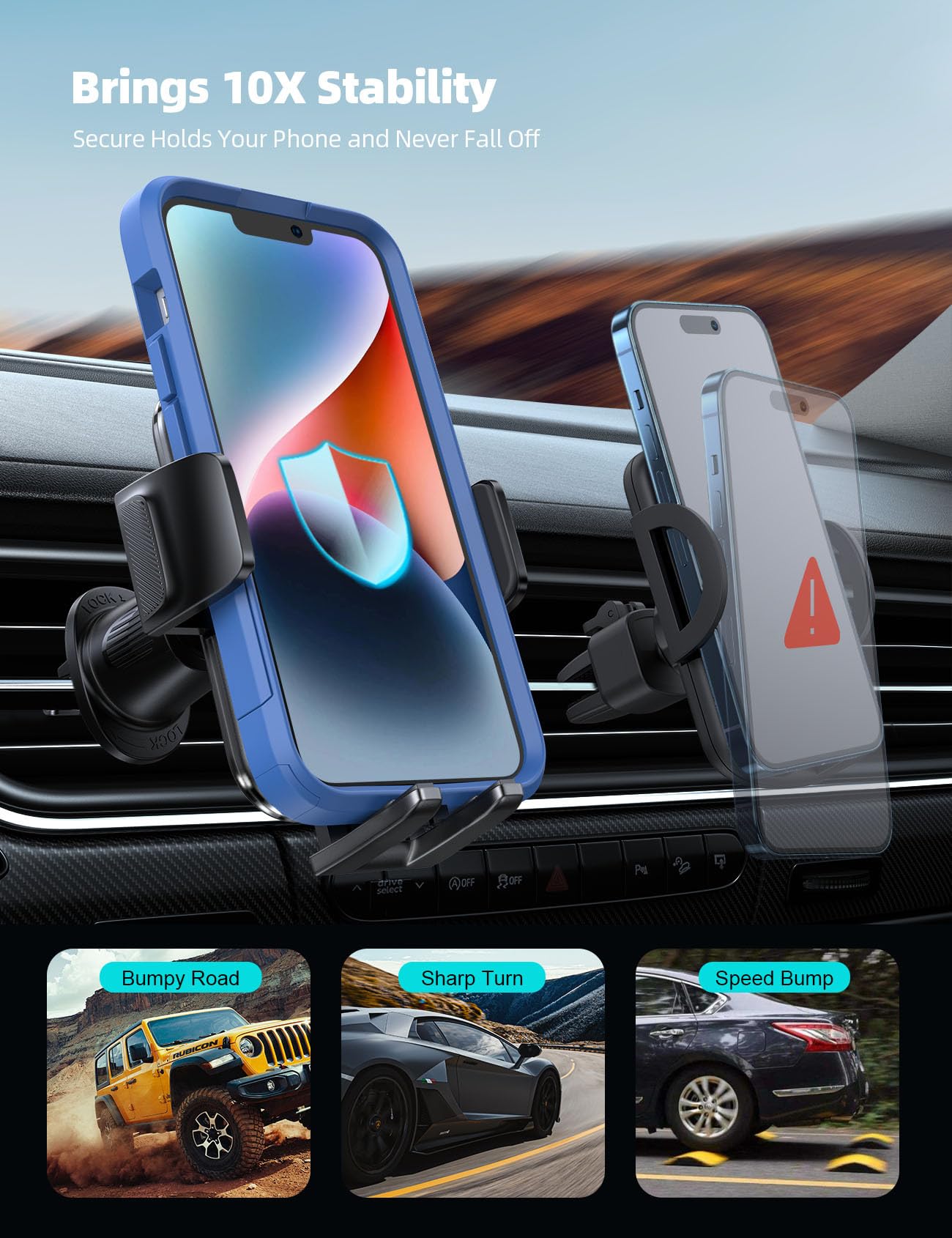 Lamicall Vent Phone Holder – 2026 Wider Clamp & Metal Hook – Hands-Free Car Mount