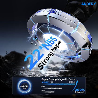 ANDERY Magnetic Car Phone Mount – 78+ lbs Suction, 360° Rotation – Carbon Fiber