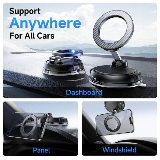 ANDERY Magnetic Car Phone Mount – 78+ lbs Suction, 360° Rotation – Carbon Fiber