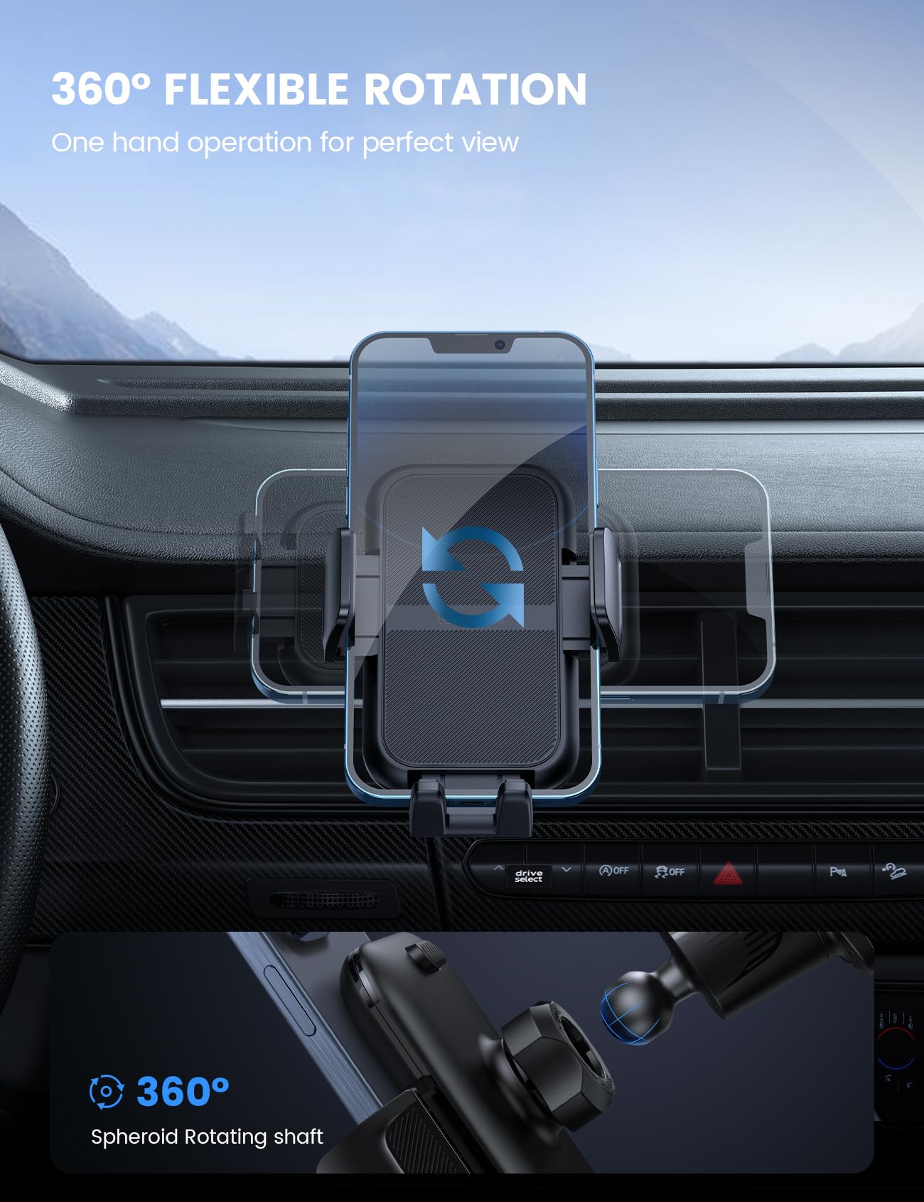 Lamicall Vent Phone Holder – 2026 Wider Clamp & Metal Hook – Hands-Free Car Mount