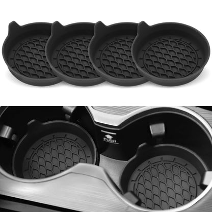 SINGARO Silicone Cup Holder Insert – 4 Pack, Black – Universal Non-Slip