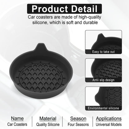 SINGARO Silicone Cup Holder Insert – 4 Pack, Black – Universal Non-Slip