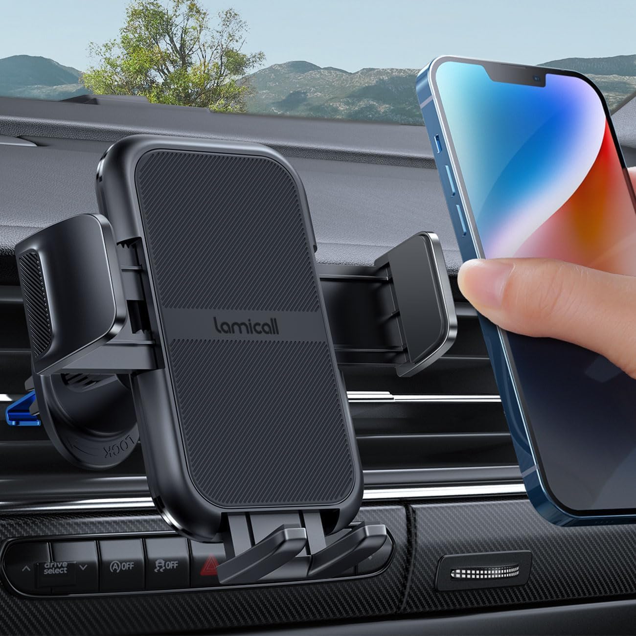 Lamicall Vent Phone Holder – 2026 Wider Clamp & Metal Hook – Hands-Free Car Mount