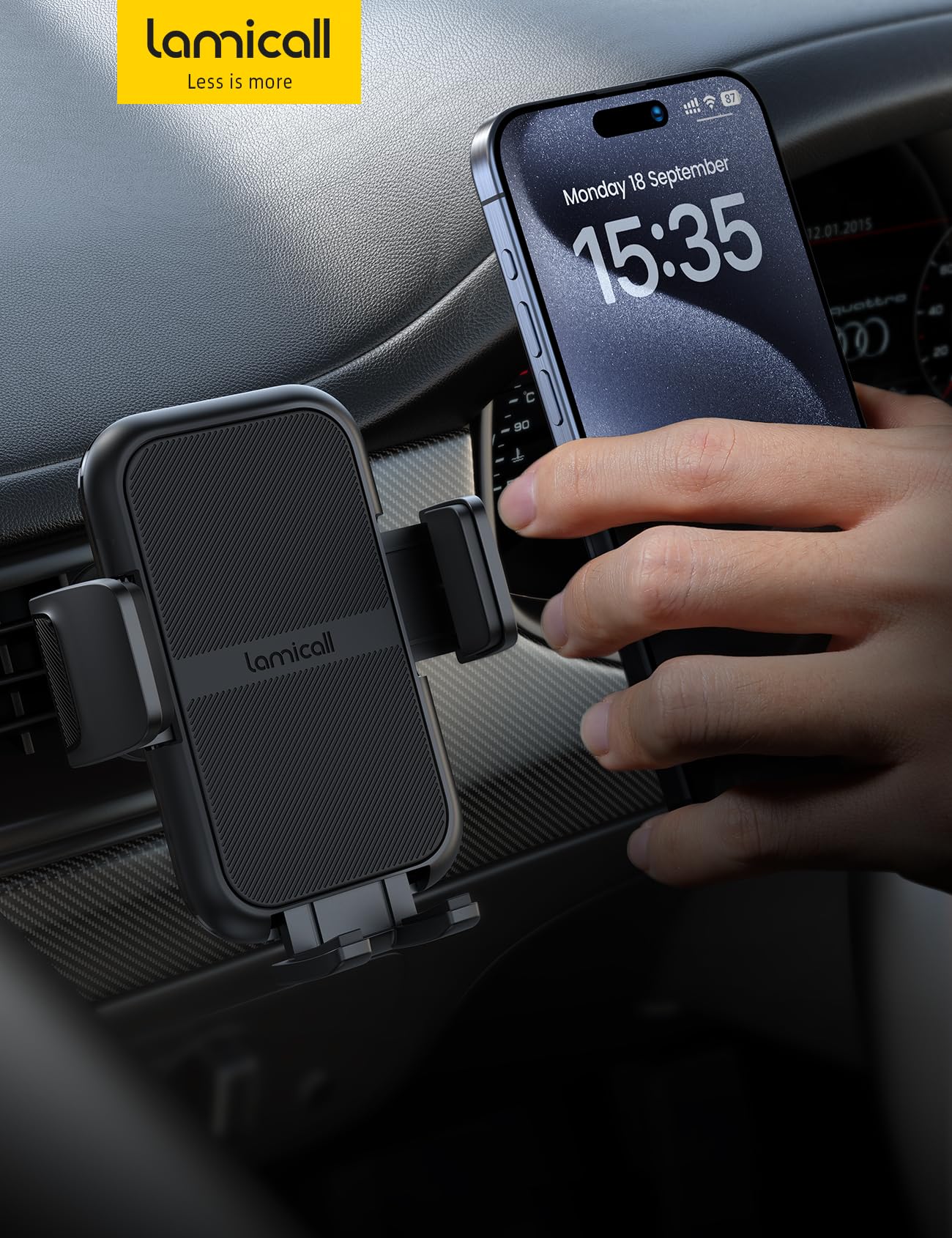Lamicall Vent Phone Holder – 2026 Wider Clamp & Metal Hook – Hands-Free Car Mount